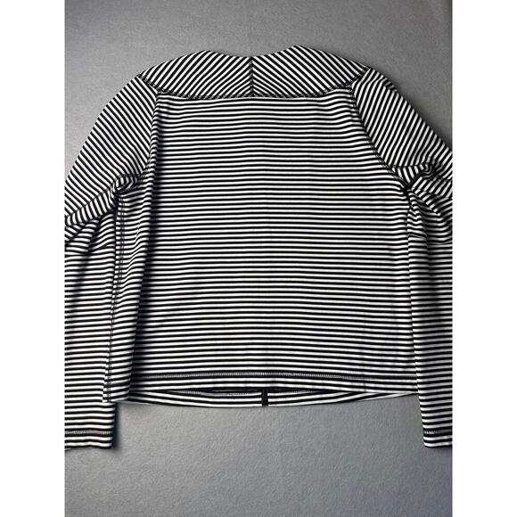 Lafayette 148 B&W striped zip up coat, Size Medium - Picture 5 of 5